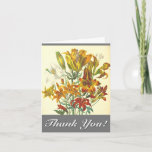 [ Thumbnail: Vintage Look Colorful Floral "Thank You!" Card ]