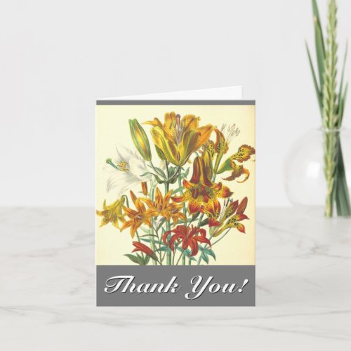 Vintage Look Colorful Floral Thank You Card