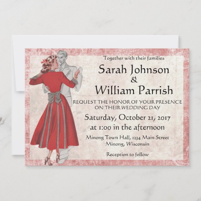 Vintage Look Dancing Couple Invitation (Front)