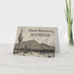 [ Thumbnail: Vintage Look Desert, Cactus, Mountain Scene Card ]
