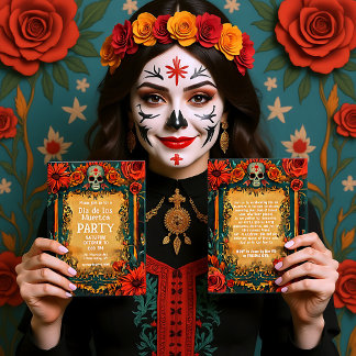 💀🎉Vintage look Día de Muertos Party Invitation