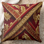 Vintage look Embroidery Red Gold pattern Throw Pillow<br><div class="desc">Vintage look Embroidery Red Gold pattern. Comfortable Without the itch of real embroidery 😀</div>