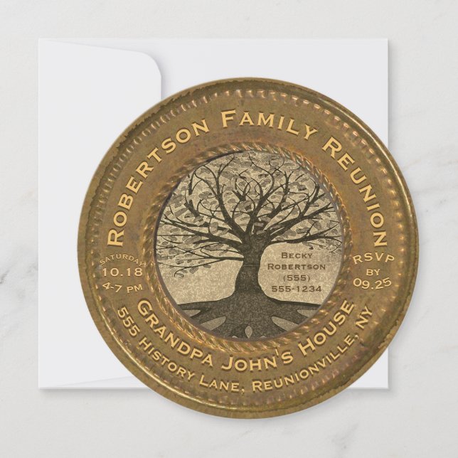 Vintage Look Family Tree Reunion Invitation (Front)