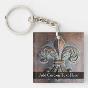 Vintage-Look Fleur De Lis Keychain