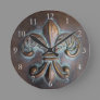 Vintage-Look Fleur De Lis Round Clock