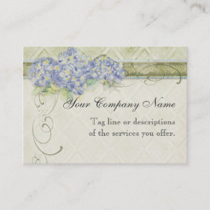 Vintage Look Floral Blue Hydrangea Flowers Swirl Business Card