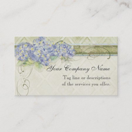 Vintage Look Floral Blue Hydrangea Flowers Swirl Business Card