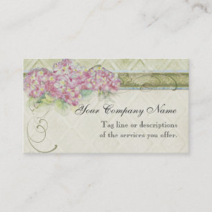Vintage Look Floral Blue Hydrangea Flowers Swirl Business Card