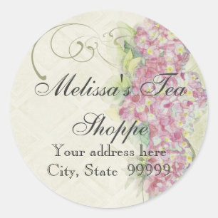 Vintage Look Floral Blue Hydrangea Flowers Swirl Classic Round Sticker