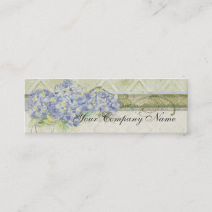 Vintage Look Floral Blue Hydrangea Flowers Swirl Mini Business Card