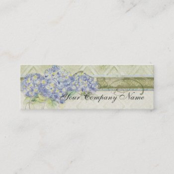 Vintage Look Floral Blue Hydrangea Flowers Swirl Mini Business Card by EverythingBusiness at Zazzle