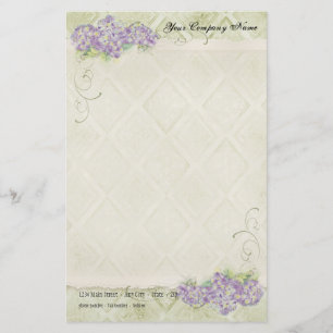 Vintage Look Floral Blue Hydrangea Flowers Swirl Stationery