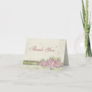 Vintage Look Floral Blue Hydrangea Flowers Swirl Thank You Card