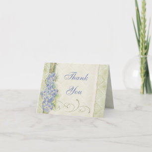 Vintage Look Floral Blue Hydrangea Flowers Swirl Thank You Card