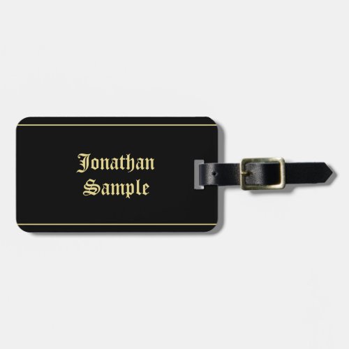 Vintage Look Font Basic Black And Gold Masculine Luggage Tag