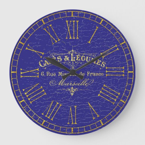 Vintage Look French Cafe Large Clock