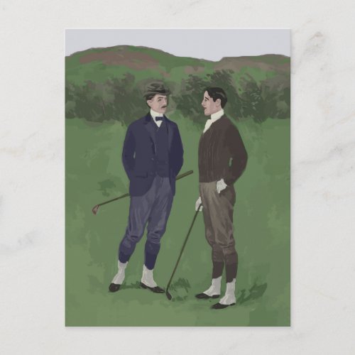 Vintage look golf scene postcard