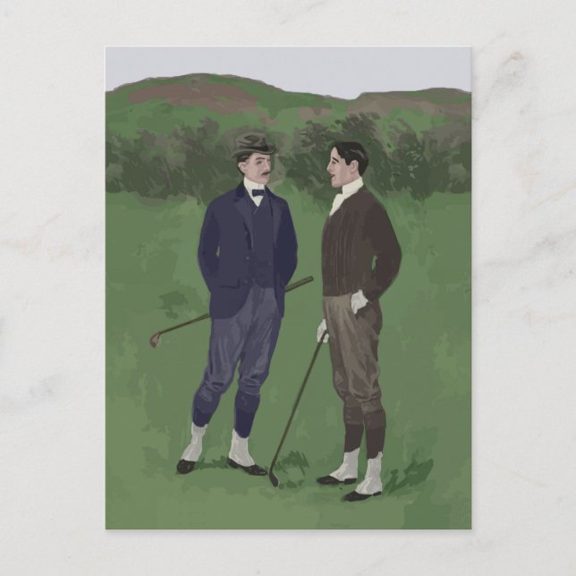 Vintage look golf scene postcard (Front)