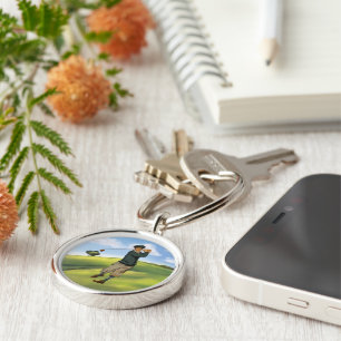 Vintage look Golfer Golf Keychain