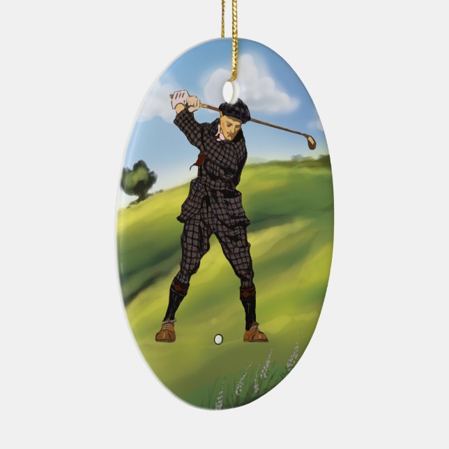 Vintage look Golfer Golf ornament pendant (Right)