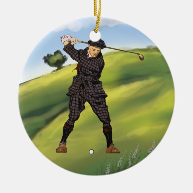 Vintage look Golfer Golf Ornament Pendant (Front)