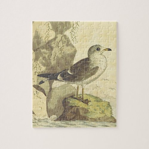 Vintage Look Gull_Like Bird on a Rock Puzzle