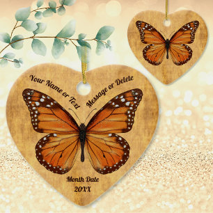 Vintage Look Heart Shaped Butterfly Ornaments