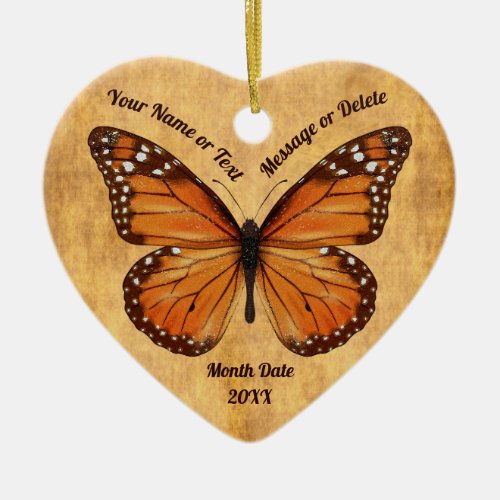 Vintage Look Heart Shaped Butterfly Ornaments