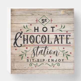 Vintage Look Hot Chocolate Station  Wooden Box Sign