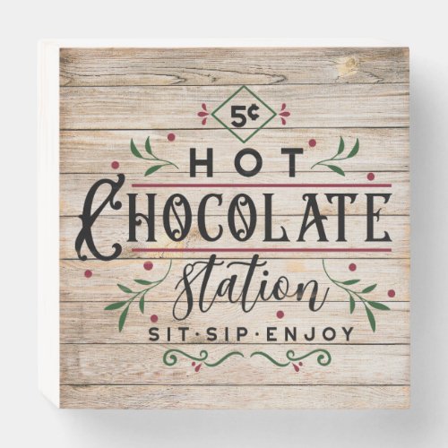 Vintage Look Hot Chocolate Station  Wooden Box Sign