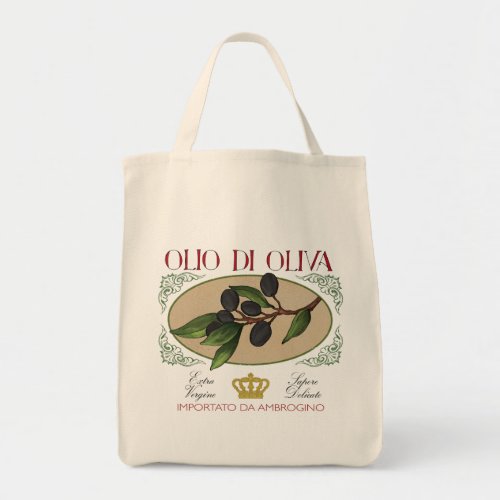 Vintage look Italian Olives Label Art Tote