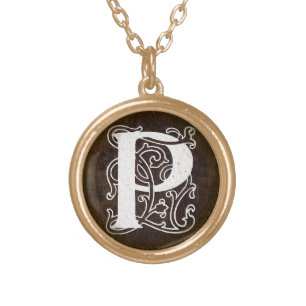 Vintage Look Letter P Monogram Initial Pendant