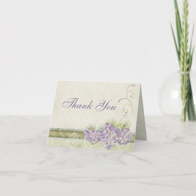 Vintage Look Lilac Hydrangea, Thank You Note Cards (Front)