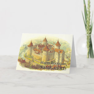 Vintage Look Medieval Castle Birthday Card