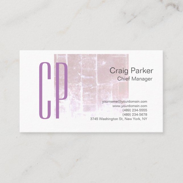 Vintage Look Monogram Professional Plain Simple Business Card (Front)