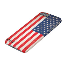Vintage Look Monogram USA Patriotic Flag Design Barely There iPhone 6 Case