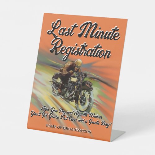 Vintage Look Motorcycle Poker Run Personalized Pedestal Sign