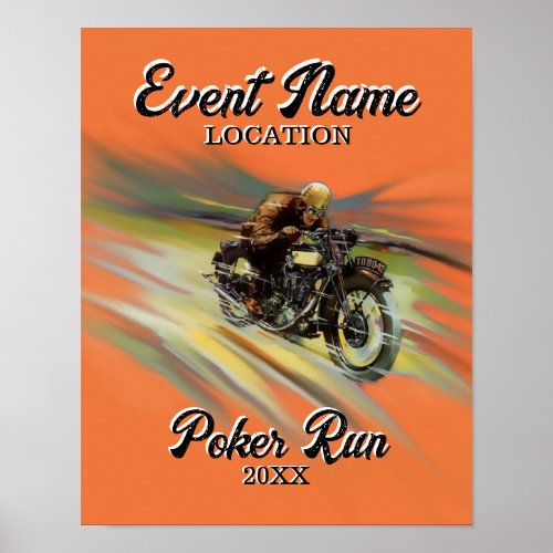 Vintage Look Motorcycle Poker Run Personalized Poster
