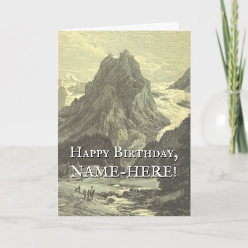 Vintage Look Mountain Scene Birthday Greeting Card