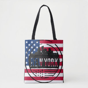 Vintage look New York with Stars & Stripes Tote Bag