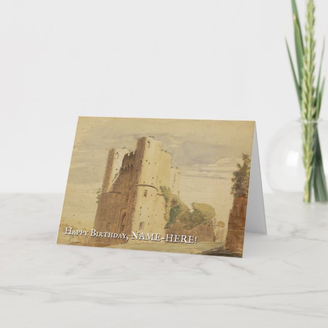 Vintage Look, Old Castle, Birthday Greeting Card (Front)