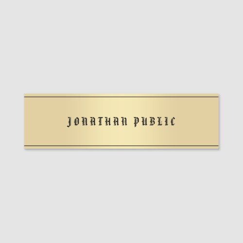 Vintage Look Old Style Text Template Faux Gold Name Tag