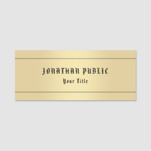 Vintage Look Old Style Text Template Faux Gold Name Tag