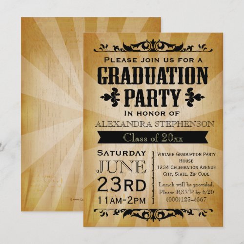 Vintage-Look Old-Time Graduation Party Invitation