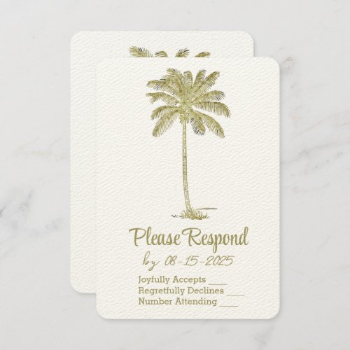 Vintage Look Palm Trees Beach Wedding RSVP Card