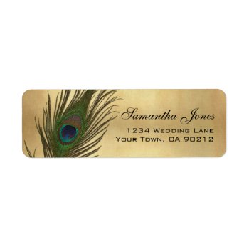 Vintage Look Peacock Feather Custom Address Label by prettypicture at Zazzle