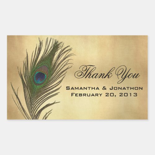 Vintage Look Peacock Feather Wedding Favor Labels