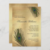 Vintage Look Peacock Feathers Bridal Shower Invitation (Front/Back)