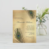 Vintage Look Peacock Feathers Bridal Shower Invitation (Standing Front)