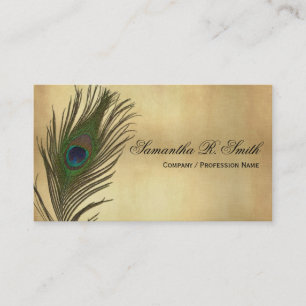Vintage Look Peacock Feathers Elegant Business Card